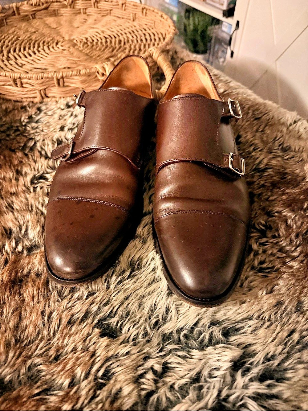 Double Monk Strap Leather Shoes EU 45
